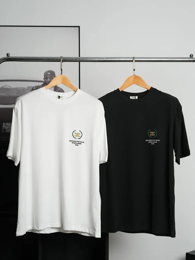 Item ID 9085 CHANE1 Suede Soft Long staple Cotton Fabric Round Neck Logo Embroidered Short Sleeve T-shirt