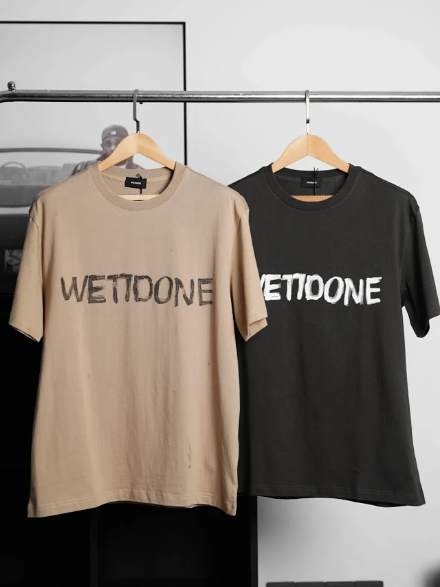 Item ID 9087 WE11DONE SS26 Imported Adhesive Material Fun Hand drawn Logo Soft Short sleeved T-shirt