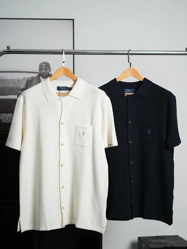 Item ID 9089 LR Poluoge Flat Machine Weaving Method Cotton Solid Color Pony Embroidery Short Sleeve Cardigan Knitted Standard Edition