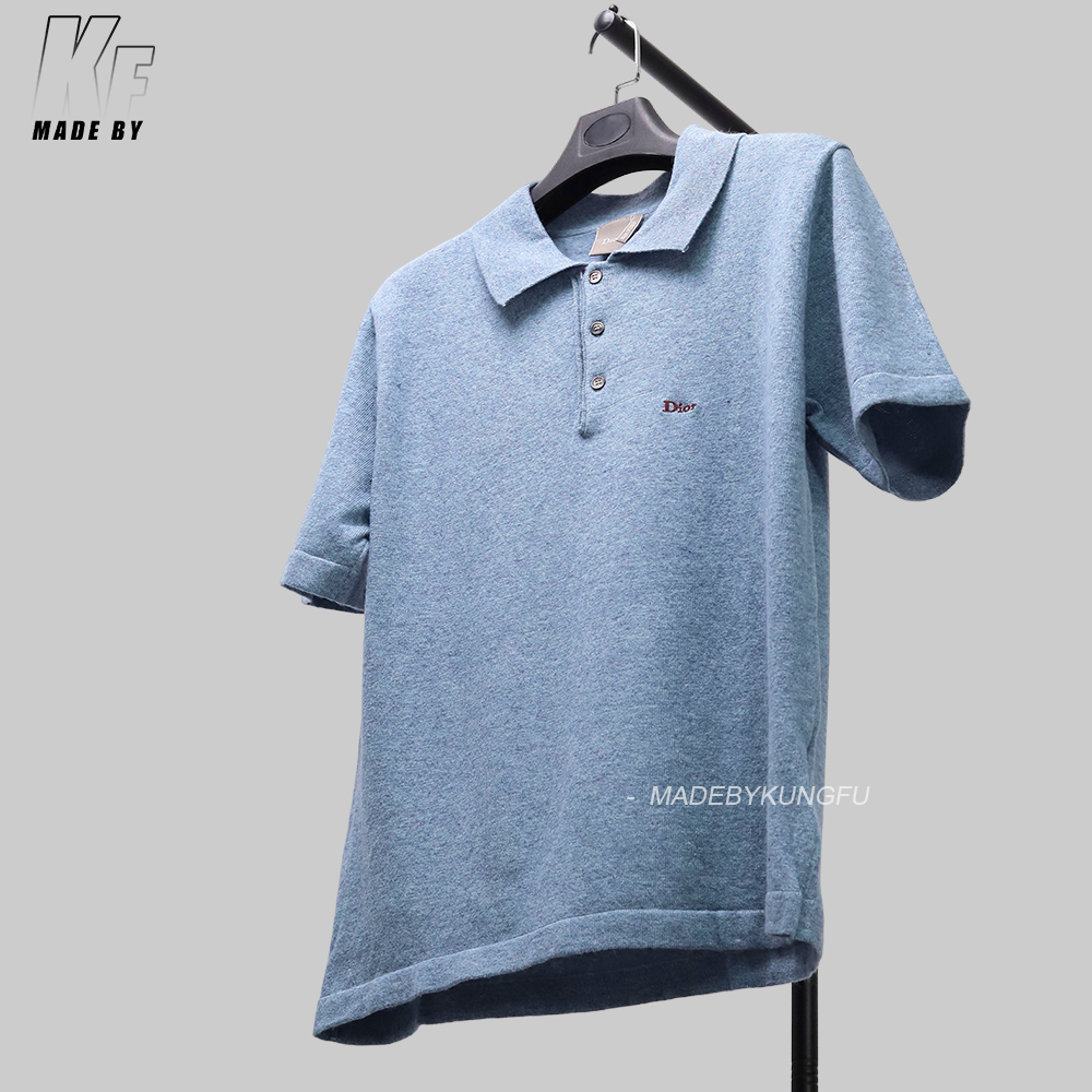 D1or wool blended knitted polo shirt