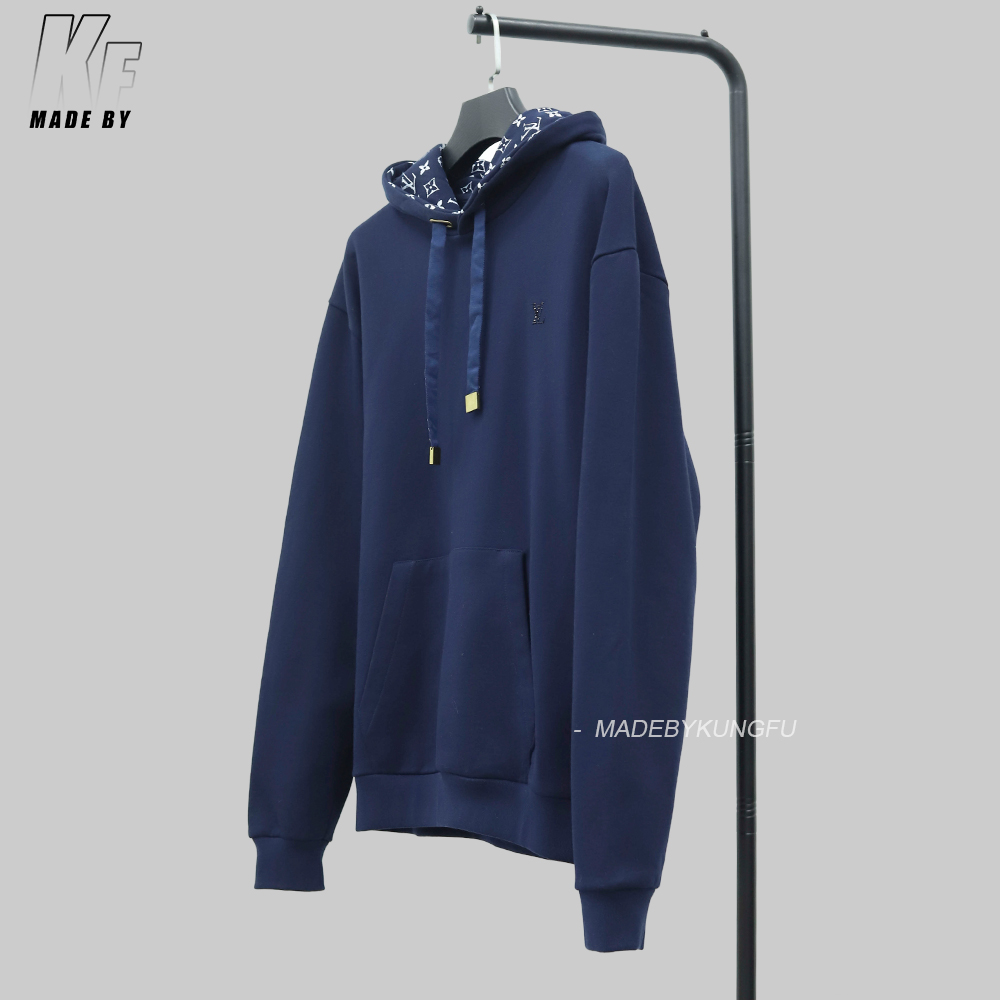 LV连帽抽绳印花卫衣 蓝色