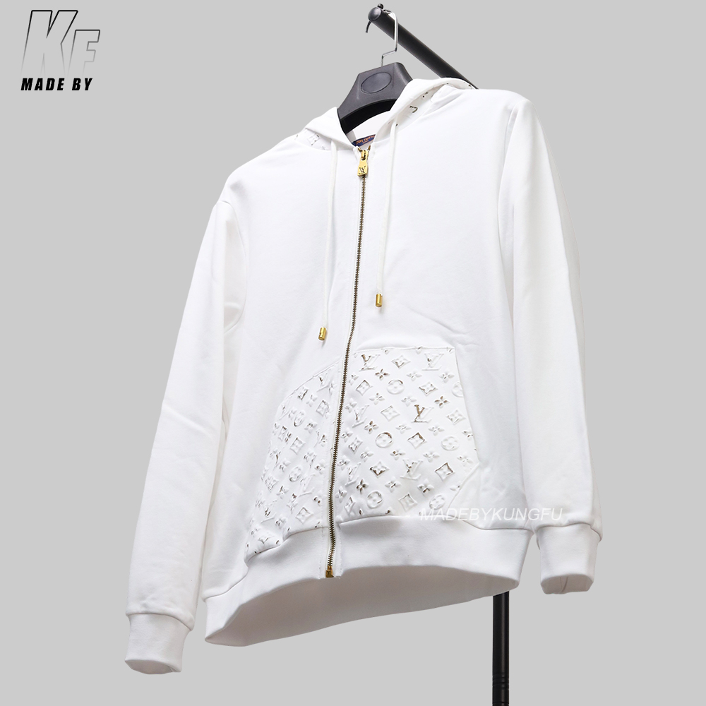 1V Embossed ink zip hoodie