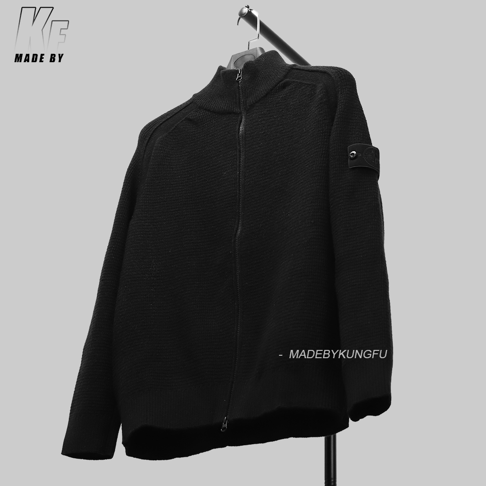 SI Ghost waffle wool knit cardigan