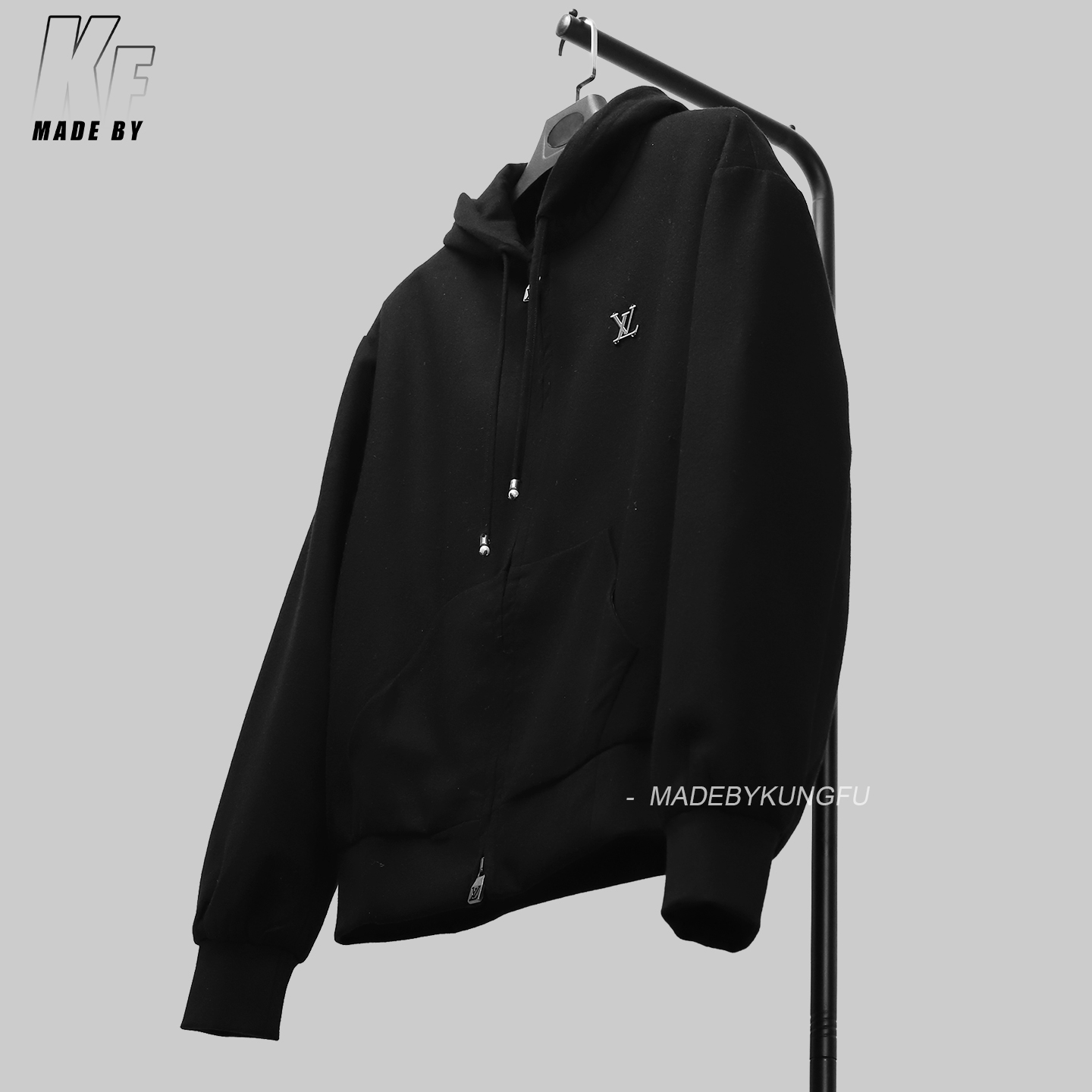 1V Technical wool bend  Zip Hoodie
