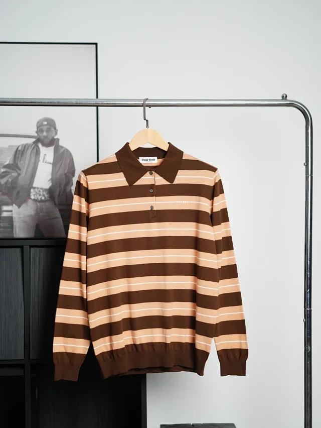 Item ID 9105 M1UM1U Dyed yarn, flatbed machine circular knitting SS25 summer series cotton knitted embroidered logo polo shirt,