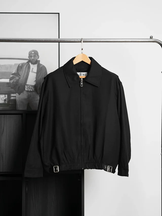 Item ID 9103 LOE FW25 runway collection full set of hardware mold opening custom brand leather label, wool silk belt, lapel, pure color zipper opening jacket