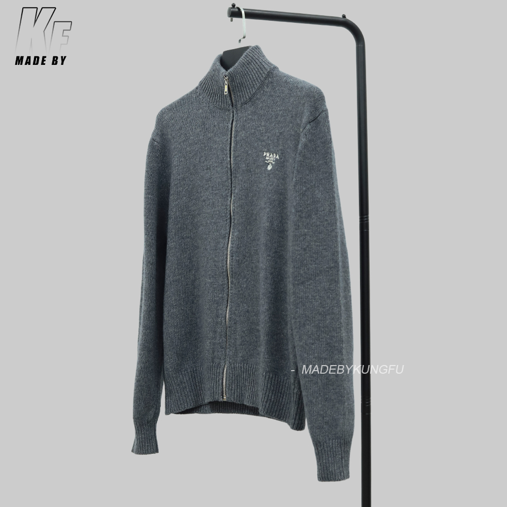 PRADA拉链开合毛衣 灰色
