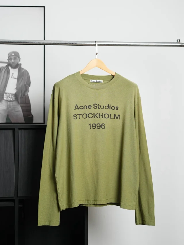 Item ID 9114 Acne 1996 Series Classic Chest Retro Logo Pattern Round Neck Long Sleeve T-shirt