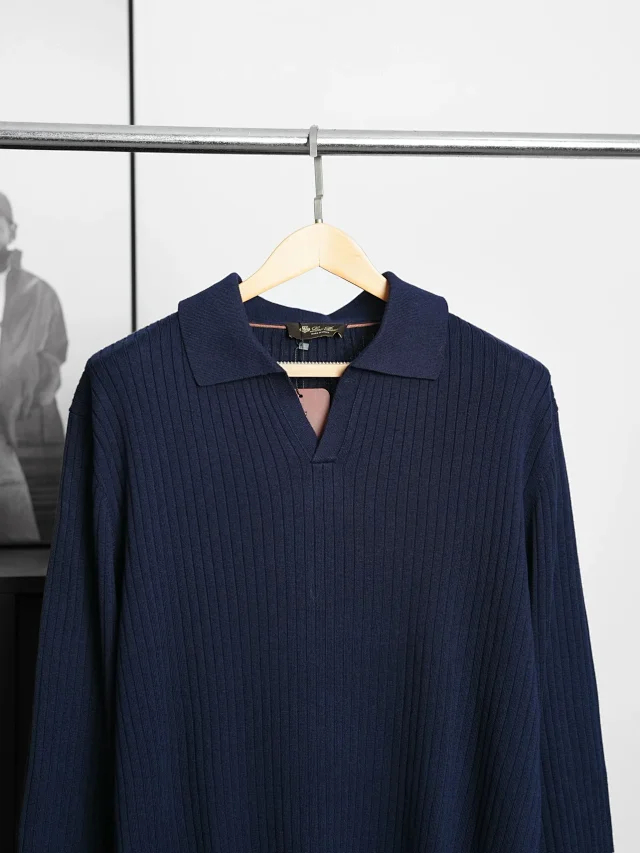 Item ID 9116 LP Old Money Series V-neck Knitted Sweater Wool Blended Fabric Solid Color Collar Ribbed Long Sleeve Cashmere Sweater