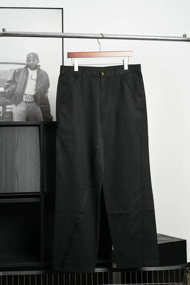 Item ID 9123 Magira washed twill straight leg denim pants, loose straight leg solid color pocket pants