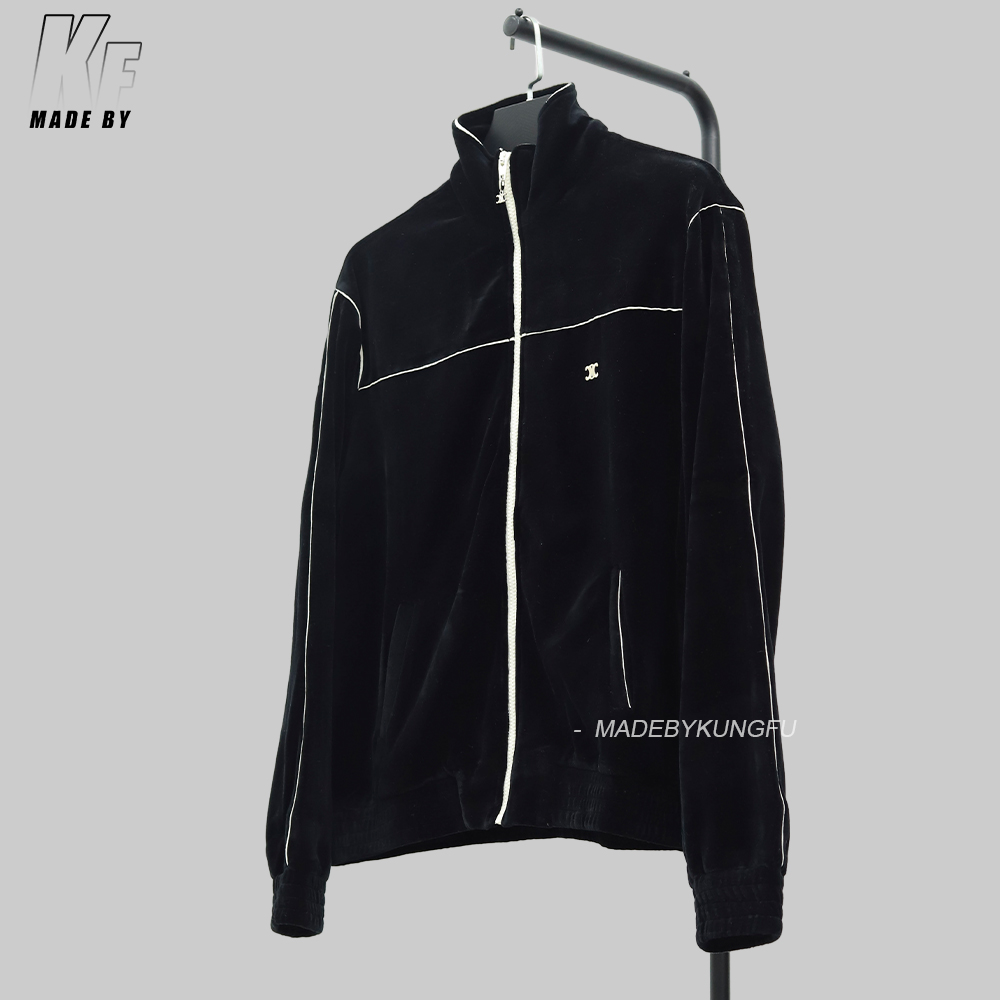 celine赛琳拉链绒感夹克 黑色