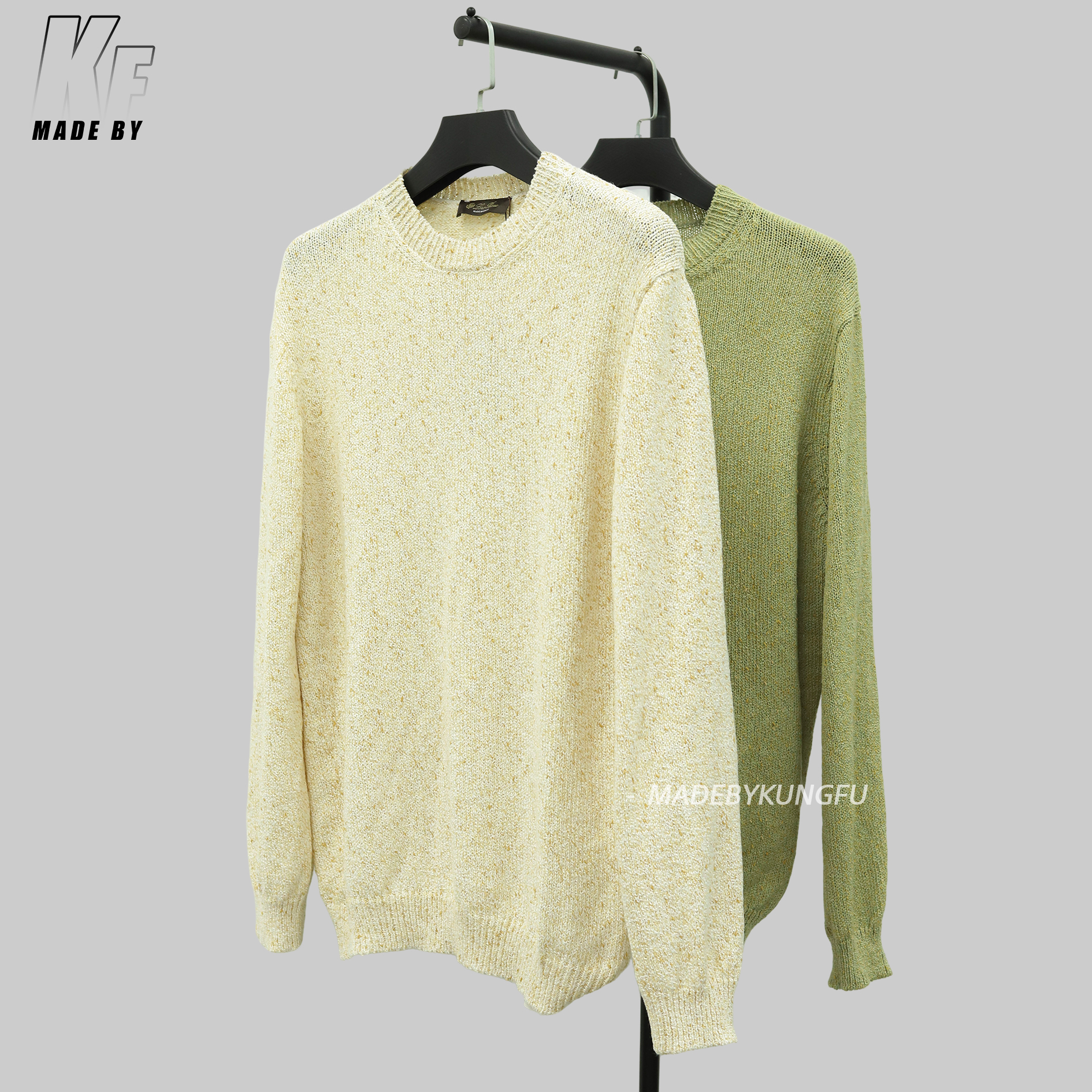 LP套头亚麻点毛衣 米色