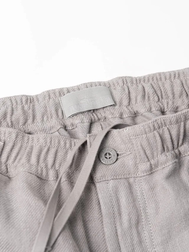 Item ID 9037 SI Stone 100% linen main fabric all accessories customized mid waist straight leg five point casual shorts