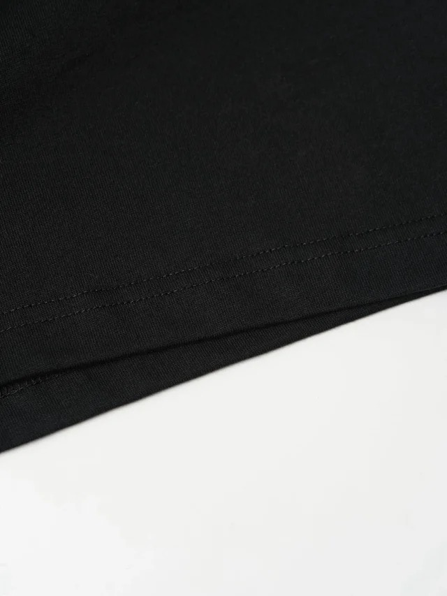 Item ID 9040 1V dual color faux Lafite grass embroidery solid color embroidery short sleeved T-shirt Black white