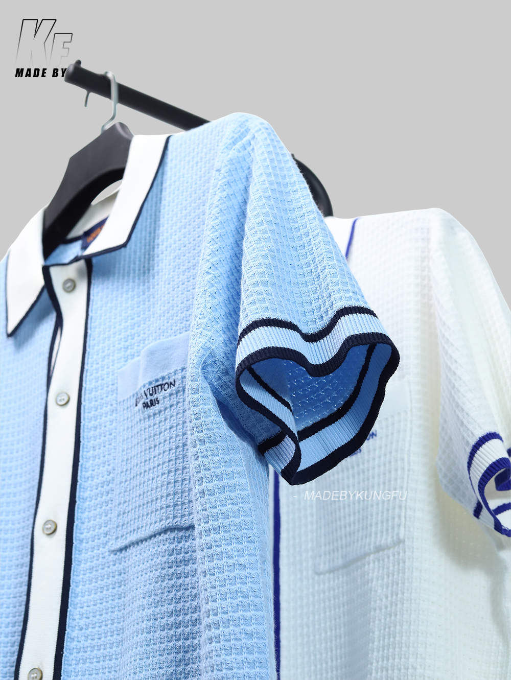 1V waffle knit shirt