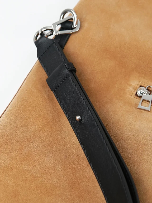 Item ID 9088 LOE Bob special structure hand-held hollowshoulder bag imported thick suede foldable design leather patch cowhide