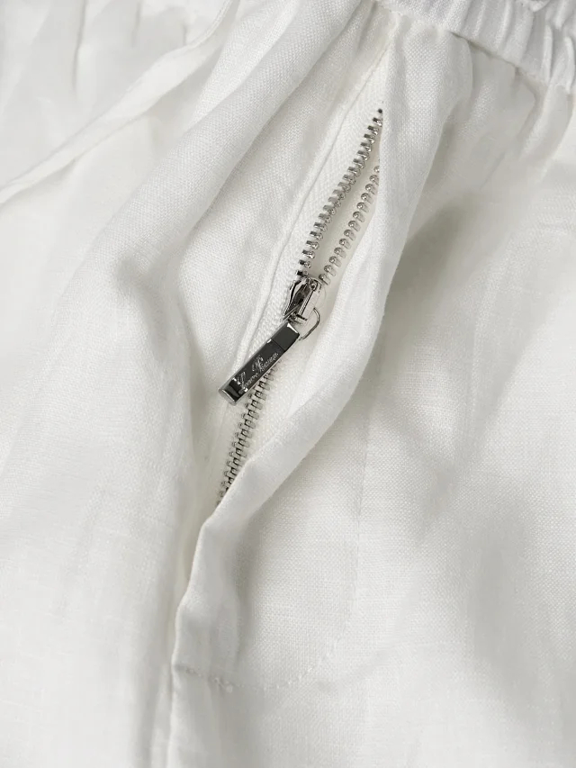 Item ID 9094 Loro 100% Natural Linen New Customized Hardware Solid Color Breathable Linen Four hole Button Casual Pants