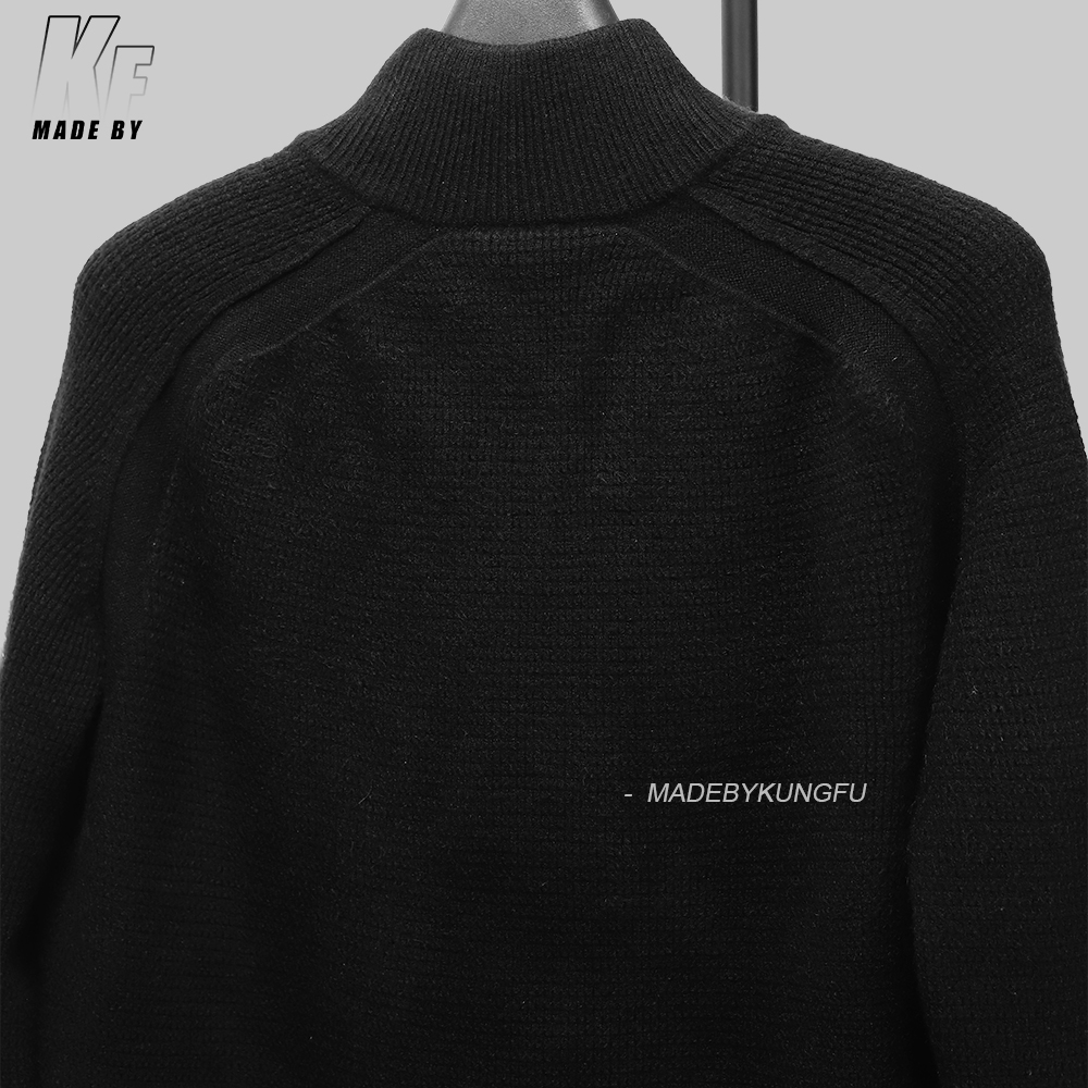 SI Ghost waffle wool knit cardigan