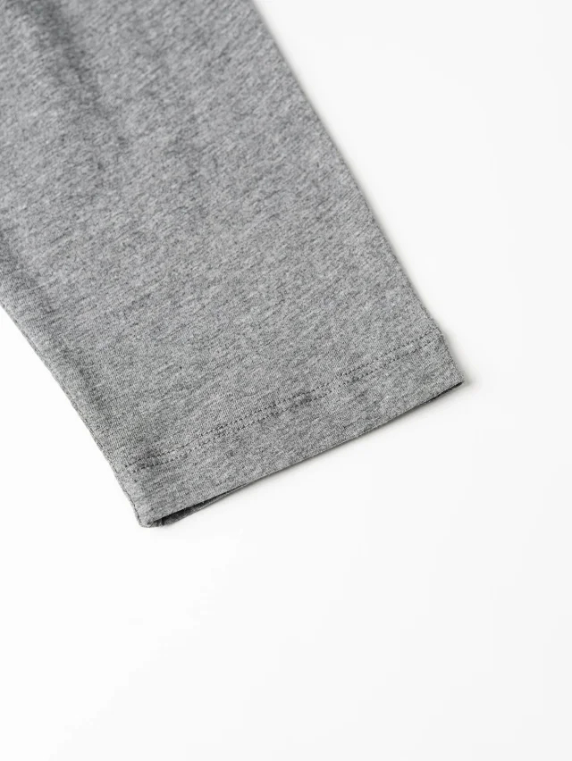 Item ID 9107 M1UM1U Autumn Lazy Style  Fixed-dyed Flower Grey Main Fabric, Long-sleeved Cotton Loose Knitted Dropped Shoulder Sleeve, Long-sleeved T-shirt