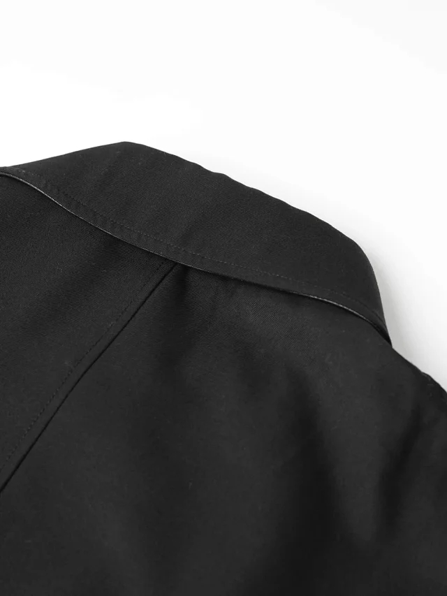 Item ID 9103 LOE FW25 runway collection full set of hardware mold opening custom brand leather label, wool silk belt, lapel, pure color zipper opening jacket