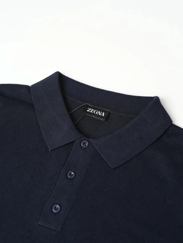Item ID 9120 Zegna high count fixed dye fabric island cotton knitted Polo long sleeved autumn and winter collection