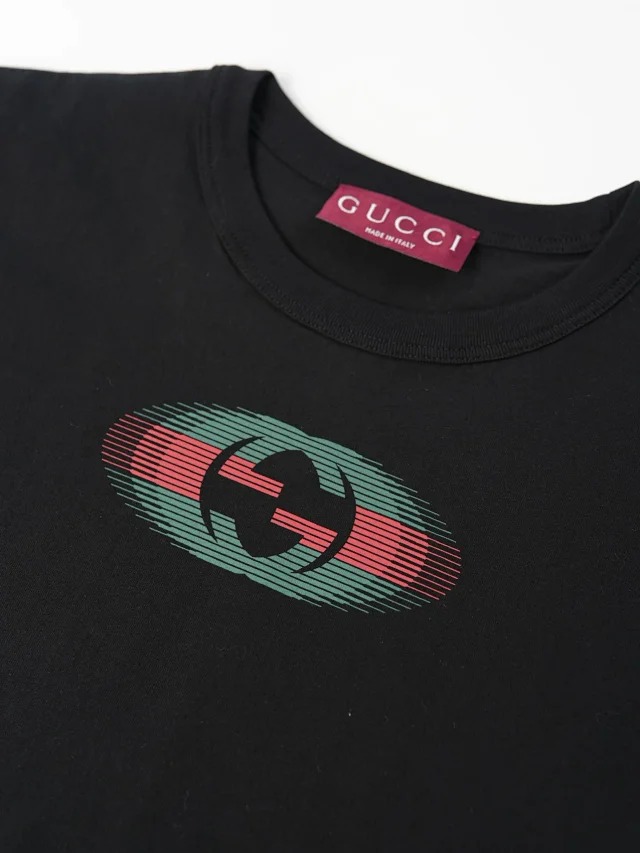 Item ID 9015 GUC Cotton letter printed round neck loose short sleeved shirt
