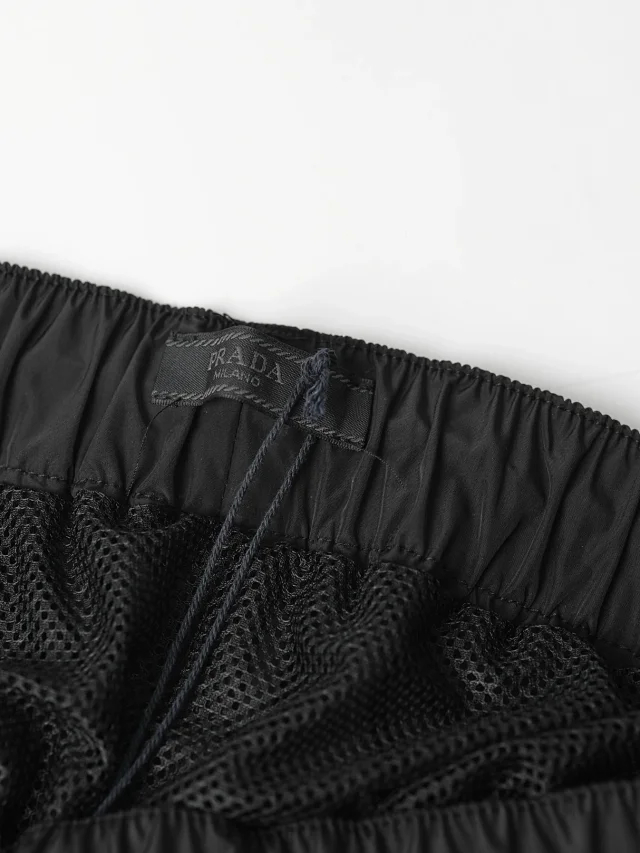 Item ID 9054 PRA Recycled Nylon Series Enamel Triangle Logo Elastic Bundle Rope Waist Casual Shorts