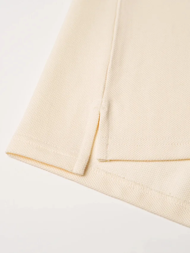 Item ID 9065 SI Customized Vermilion Cloth FLOOFIT Old Money Style LOGO Button Short Sleeve Polo Shirt