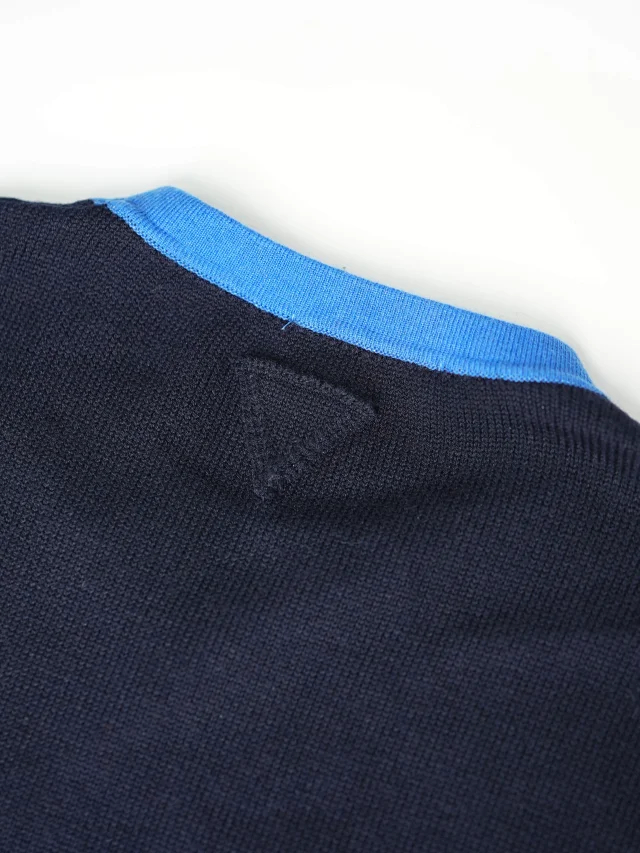 Item ID 9072 PRA round neck contrasting short sleeved cashmere sweater with slim fit and large card size Unisex