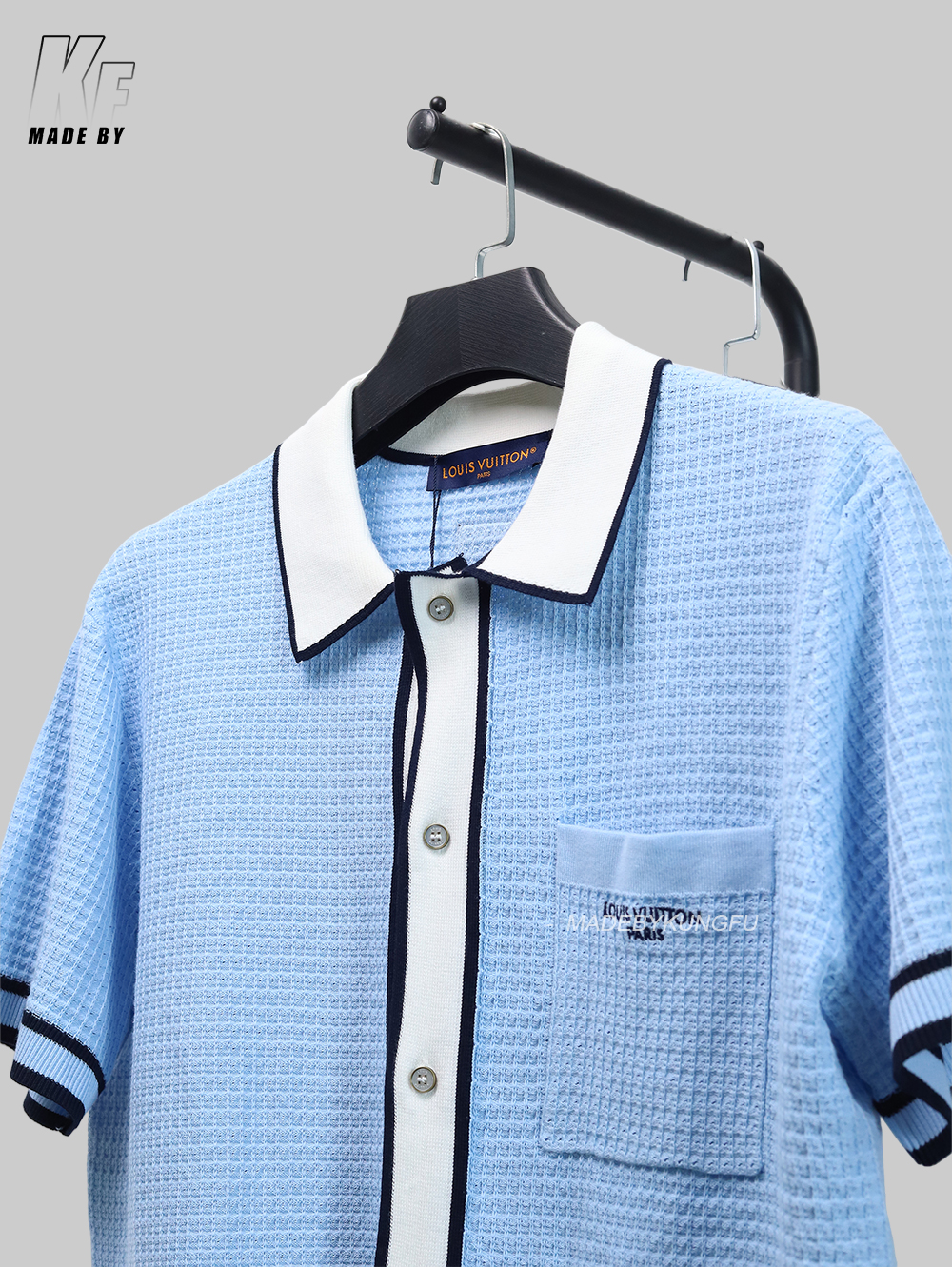 1V waffle knit shirt