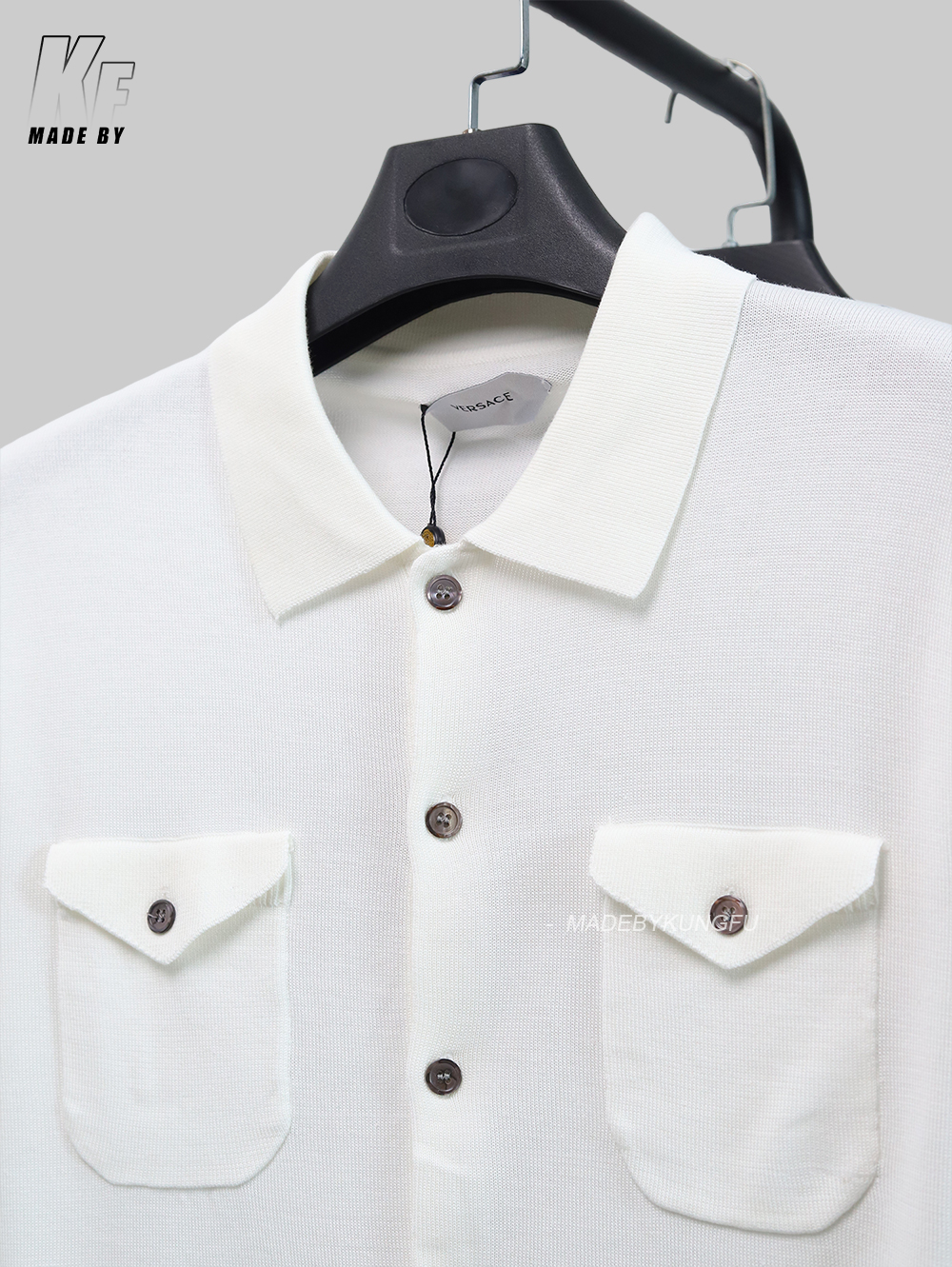 VERSACE knit Button UP Polo