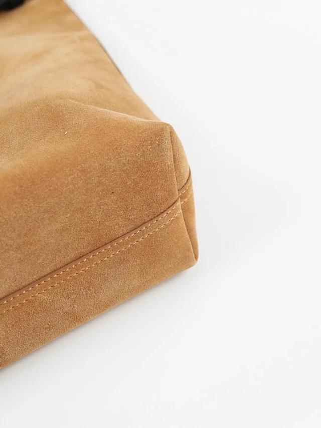 Item ID 9088 LOE Bob special structure hand-held hollowshoulder bag imported thick suede foldable design leather patch cowhide