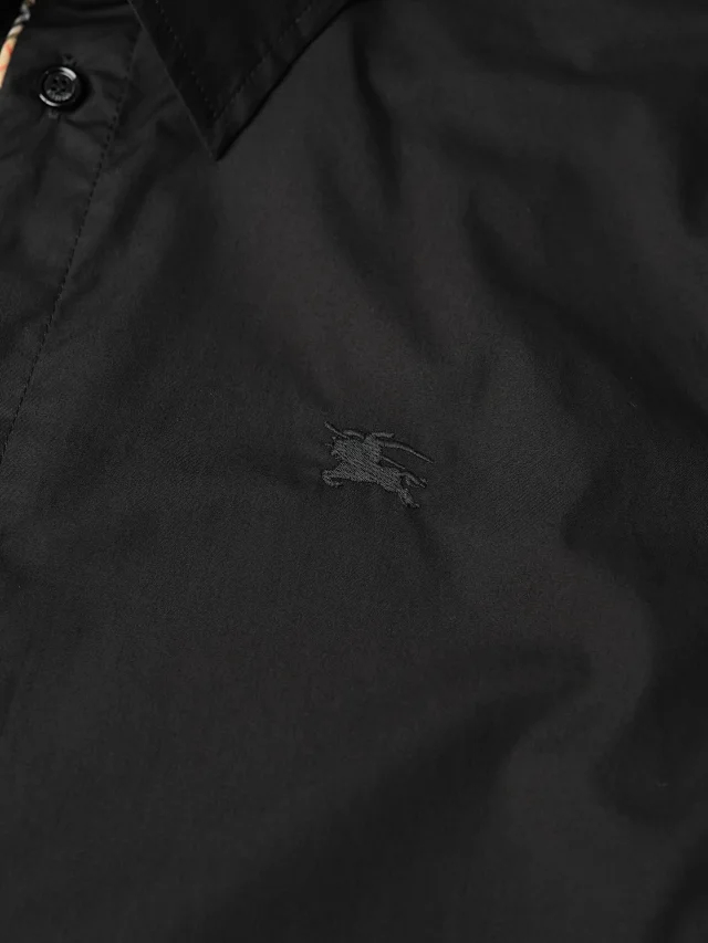 Item ID 9098 BBR Battle Horse Embroidery Dye-to-Color Yarn 40-Count Mercerized Twill SS26 Long-Sleeve Checkered Rolled-Edge Cotton Poplin Shirt