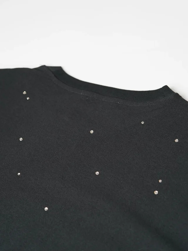 Item ID 9094 Acne FW25 Imported Mirror Patch 1996 Series Classic Starry Sky, Distressed Vintage Casual Long-sleeved T-shirt