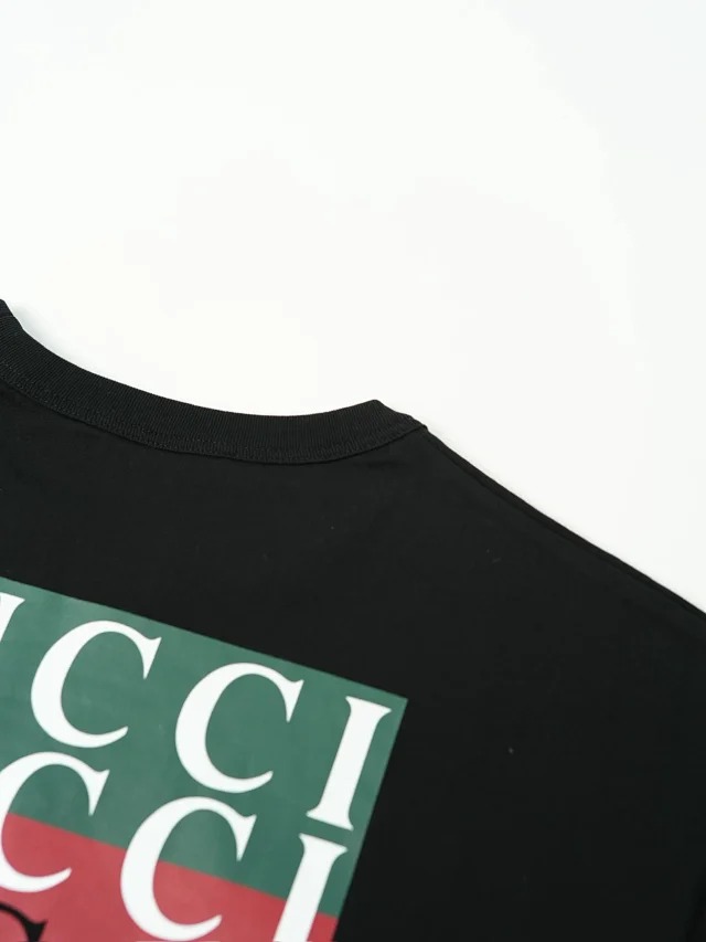 Item ID 9015 GUC Cotton letter printed round neck loose short sleeved shirt