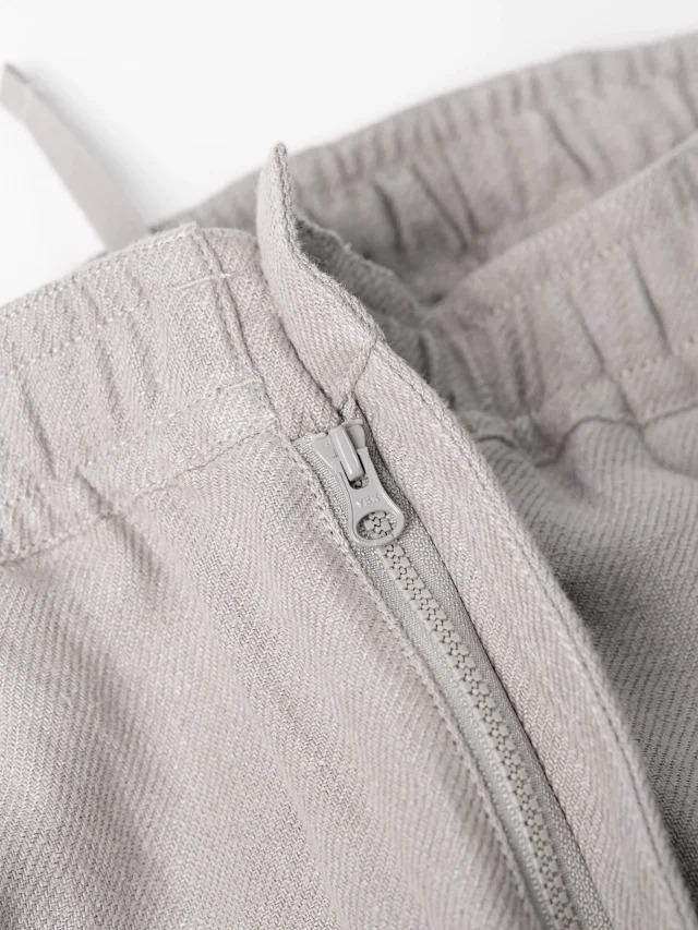 Item ID 9037 SI Stone 100% linen main fabric all accessories customized mid waist straight leg five point casual shorts