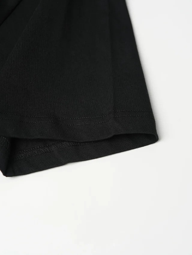 Item ID 9040 1V dual color faux Lafite grass embroidery solid color embroidery short sleeved T-shirt Black white