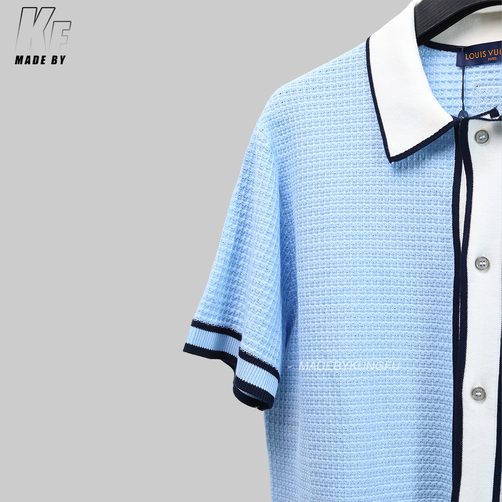 1V waffle knit shirt