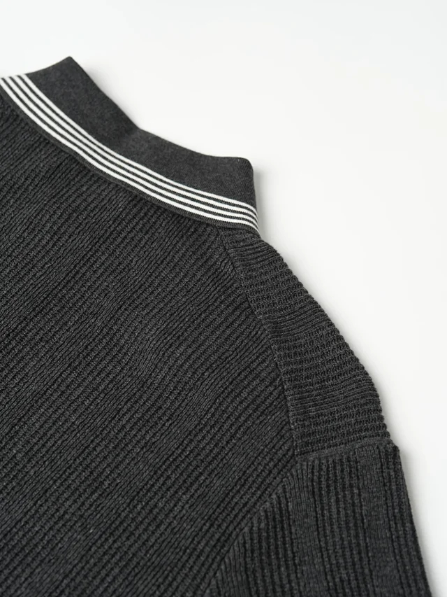 Item ID 9083 BC 32 Double Strand Yarn Solid Color Cotton Texture Ribbed Knitted Short Sleeve Polo Shirt