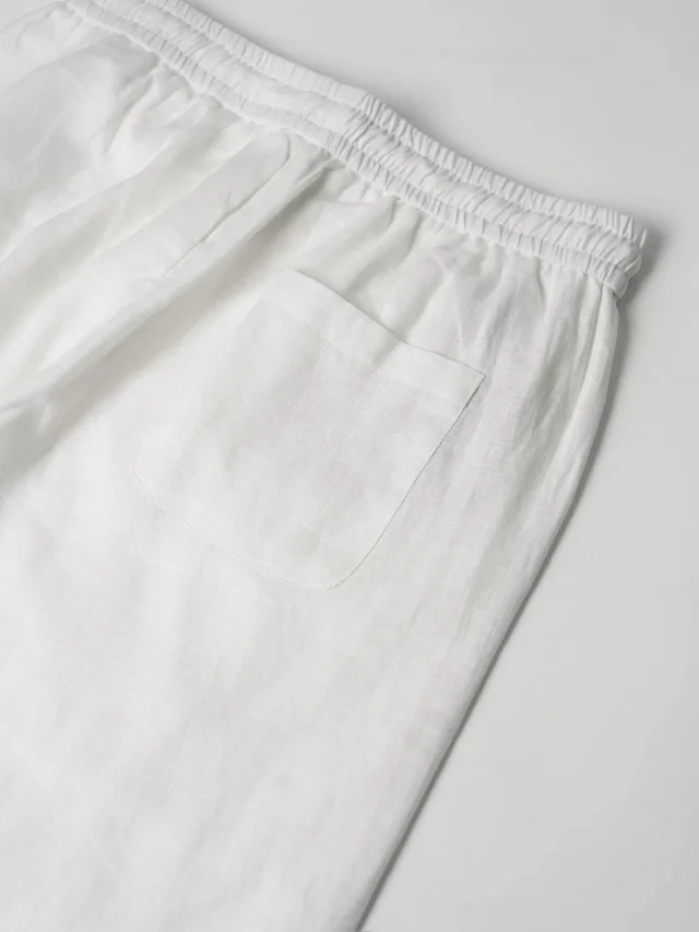 Item ID 9094 Loro 100% Natural Linen New Customized Hardware Solid Color Breathable Linen Four hole Button Casual Pants
