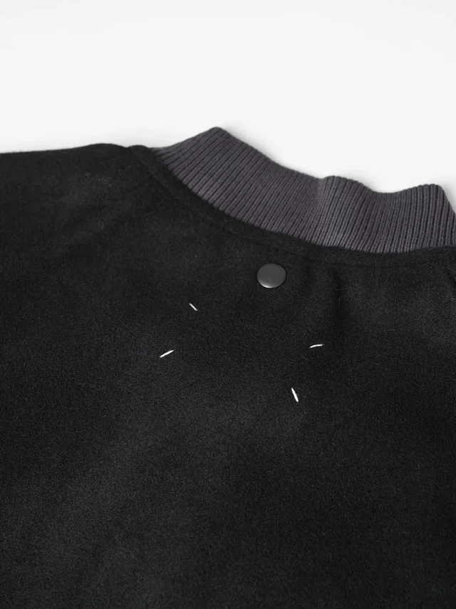 Item ID 9109 Maison Margiela Wool and Cashmere Blend Fabric Woolen Coat, Double-Zipper Design, Patchwork Knitted Zipper Long-Sleeve Jacket Coat