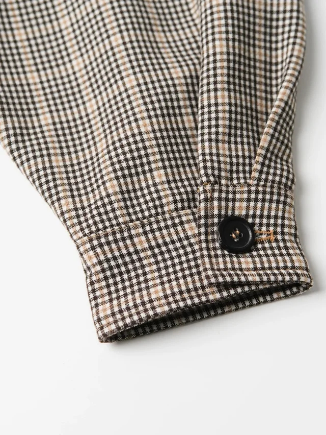 Item ID 9106 M1UM1U SS25 One-Year Development Exclusive Checkered Alignment Color-Block Zipper Long-Sleeve Jacket Coat, Short Version