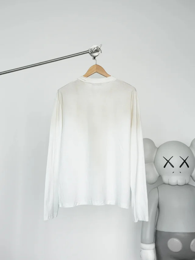 Acne Letter print round neck off shoulder long sleeved shirt