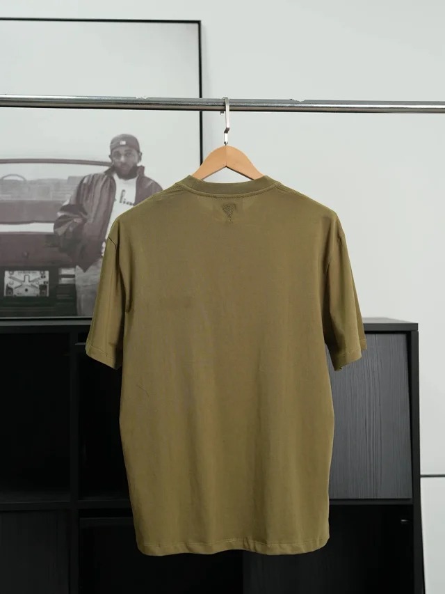 Ami Crochet Letter Round Neck Short Sleeve Night Osmanthus Green