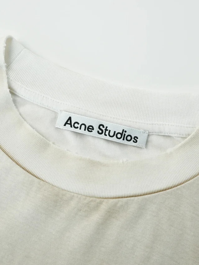 Acne Letter print round neck off shoulder long sleeved shirt