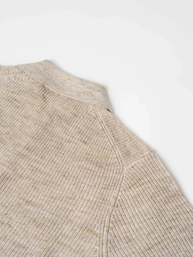 Item ID 9076 BC Natural Beimu Button Ribbed Knitted Collar Cotton Top Polo Shirt