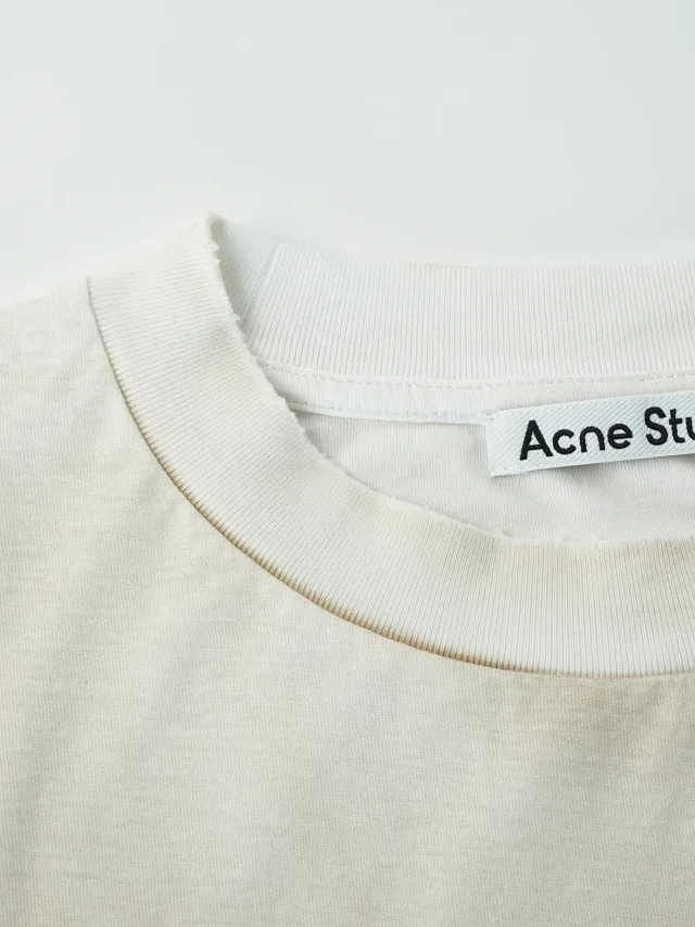 Acne Letter print round neck off shoulder long sleeved shirt