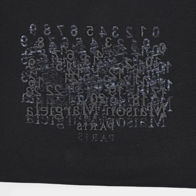 Item ID 9031 Margiela Reverse Embroidery Pattern Printed Straight Sleeve T BlackWhite