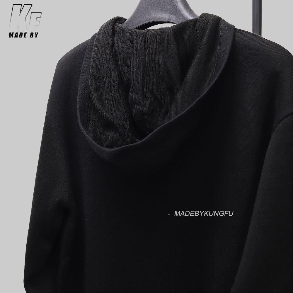 Loe 100% wool leather zipper hoodie