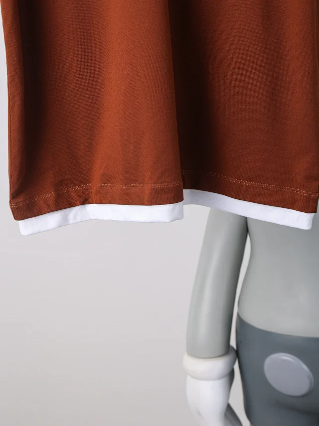 Item ID 9050 PRA pure cotton fake two-piece polo shirt with new color scheme, chest patch with triangular logo